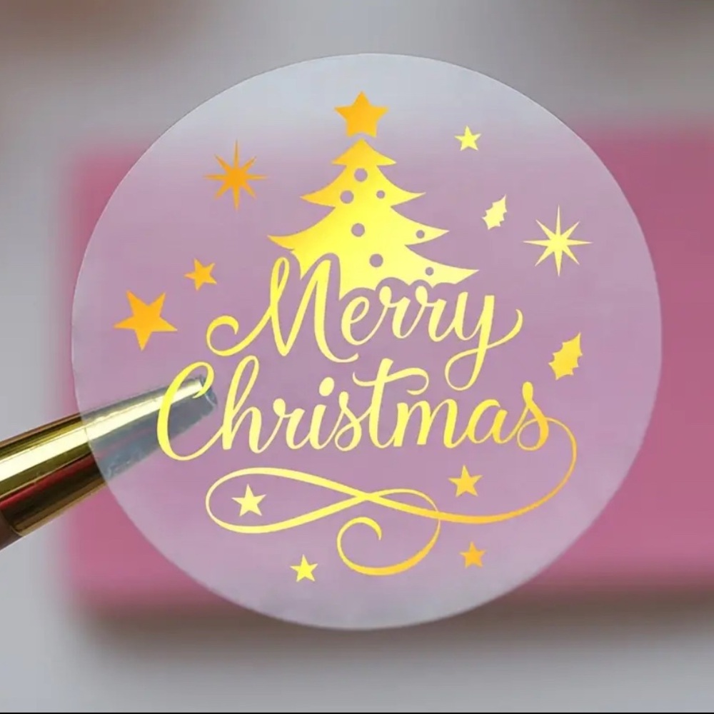 New Merry Christmas Stickers in Gold - 120 pieces